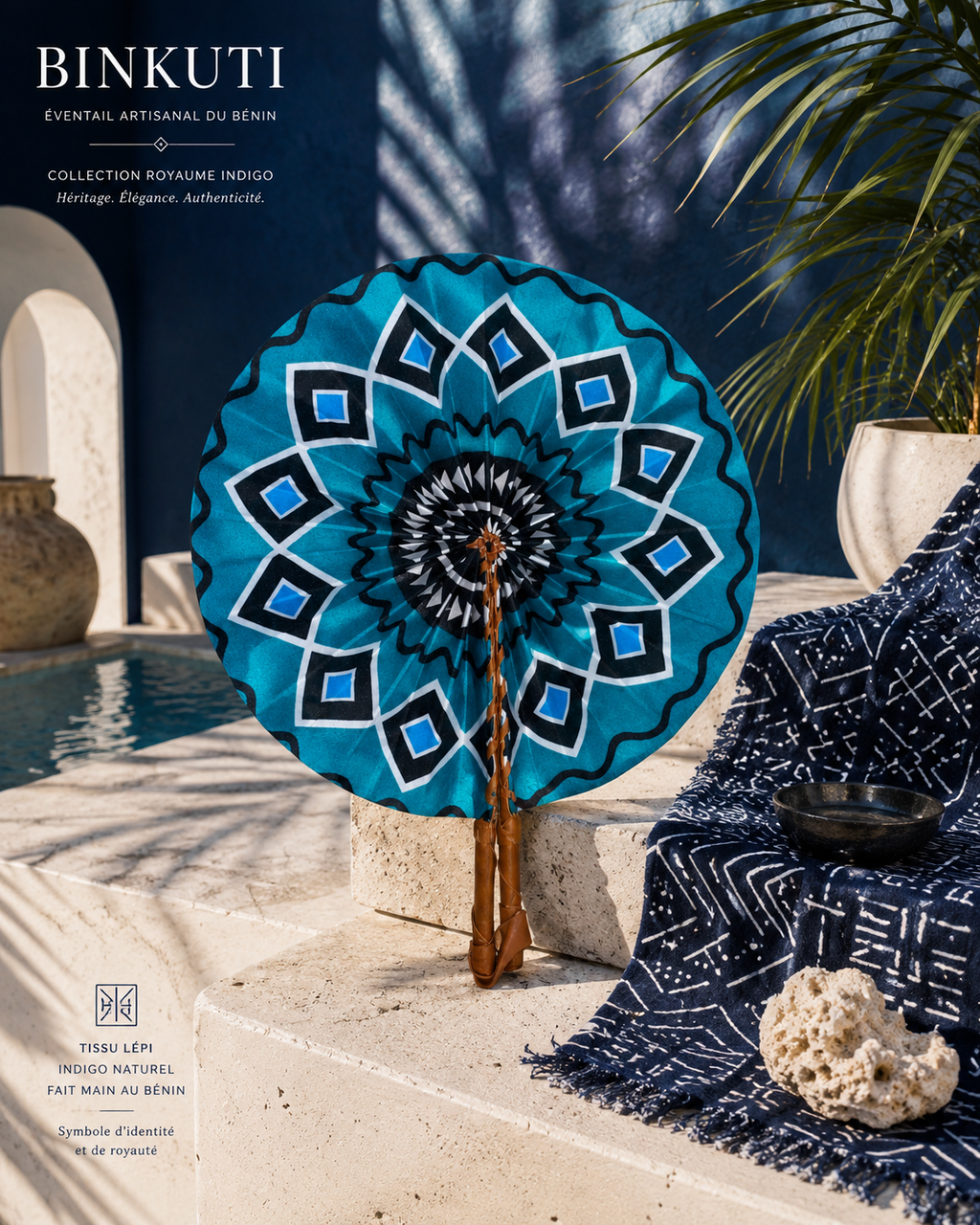 Éventail BINKUTI Royaume Indigo